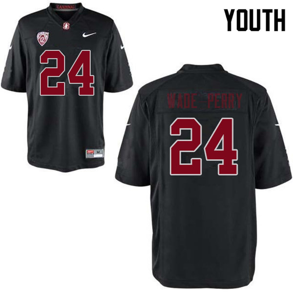 Youth #24 Dalyn Wade-Perry Stanford Cardinal College Football Jerseys Sale-Black - Click Image to Close